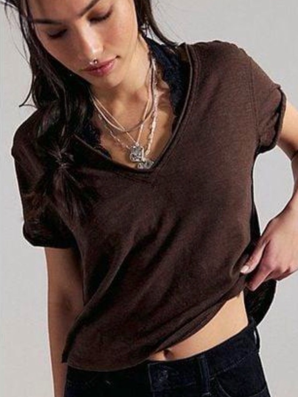 🤎 Free People We The Free Take 2 Tee Double Espresso Brown M/M
